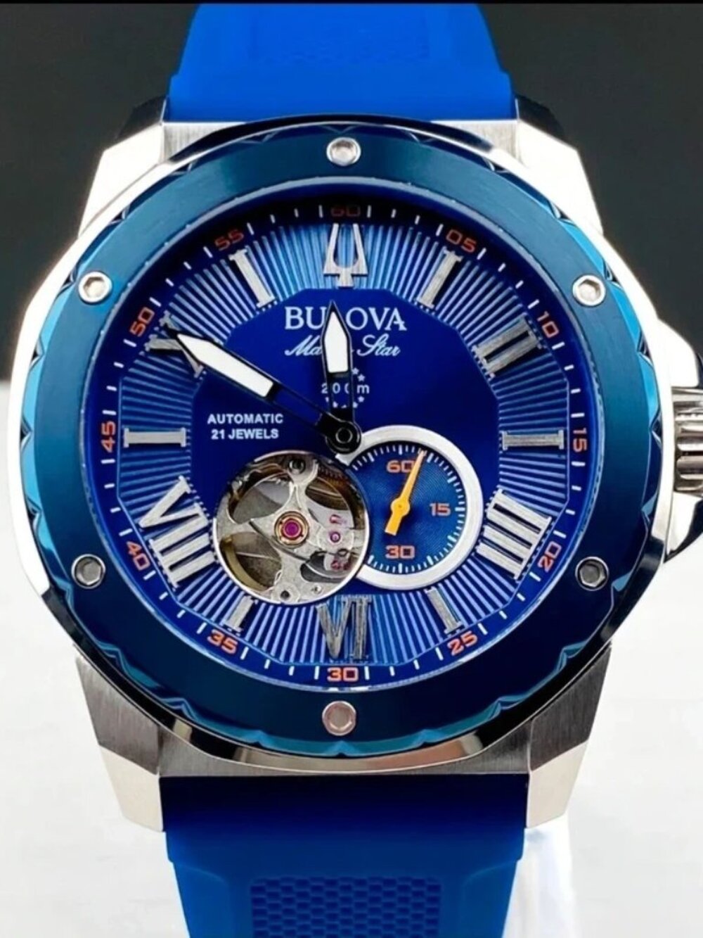 Bulova Marine Star 98A303 Automatic Men's Watch Blue Dial 200M